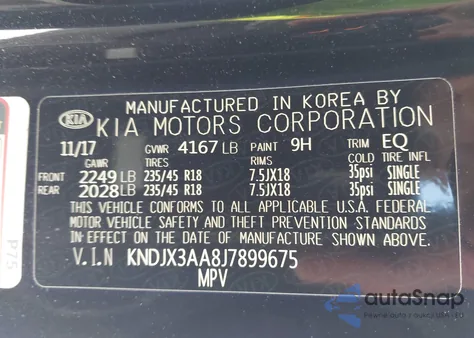 2018 Kia Soul ! z USA, uszkodzony, nr VIN KNDJX3AA8J7899675